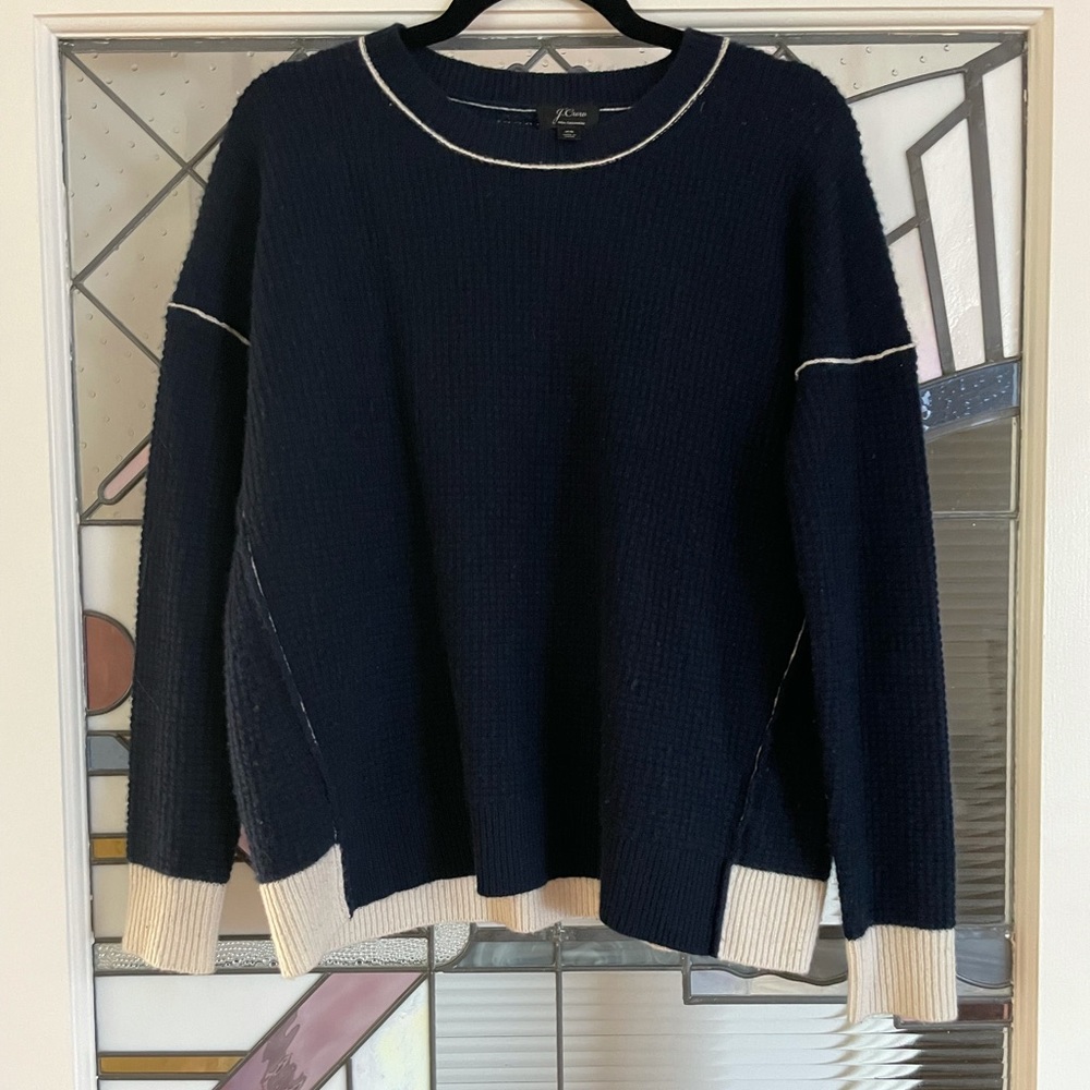 J Crew 100% Cashmere Navy Sweater
